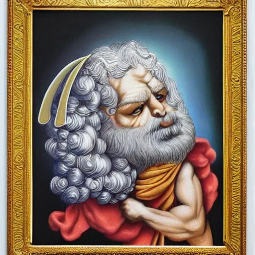 Image similar to Zeus painting by Mark Ryden and Todd Schorr highly detailed