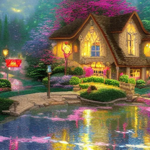 Prompt: random art in the style of Thomas Kinkade