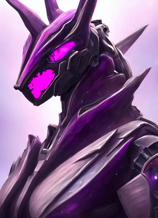 Prompt: cinematic bust shot, cosmic beautiful stunning giant robot mecha hot female dragon goddess, sharp spines, sharp metal ears, smooth purple eyes, smooth fuschia skin, elegant smooth silver armor, nebula size, epic proportions, epic scale, macro giantess, furry art, dragon art, goddess art, giantess art, warframe, warframe fanart, furaffinity, octane