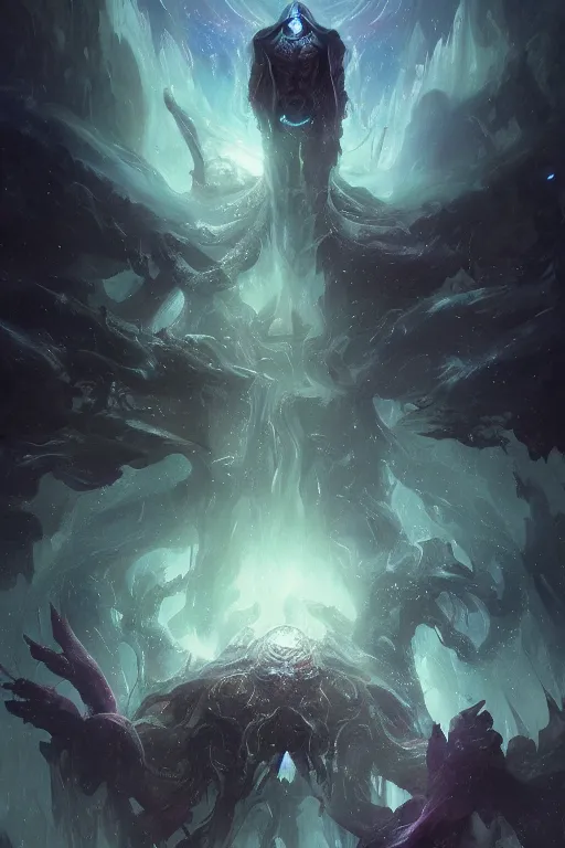 Image similar to eldritch god, cosmic, nightmare, outer space, aliens, digital art, magic the gathering, mtg, by greg rutkowski, trending on artstation