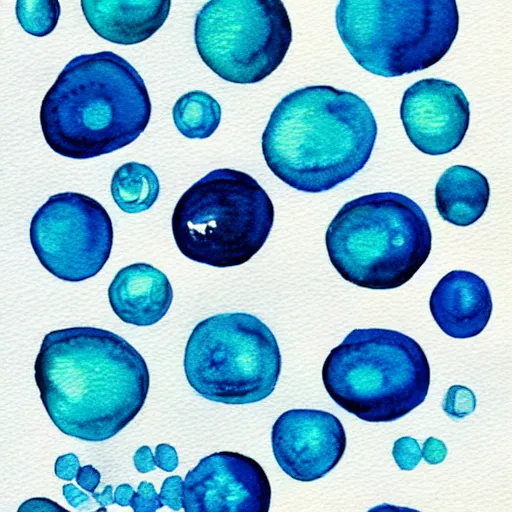 Image similar to highly intricate interlocking tiny aqua blue blobs, watercolor drawing