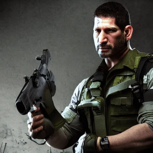 Image similar to john bernthal as chris redfield, 4 k, high detail, high - resolution photograph, professional photography, ultra - detail