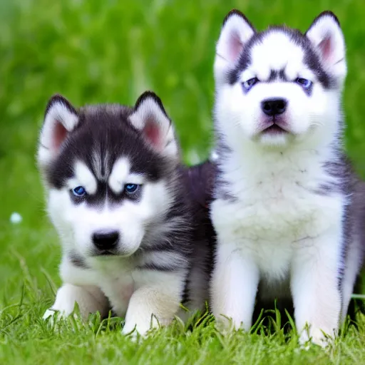 Image similar to High definition photo of husky puppies, 8k resolution, award winning, cute, nature photography