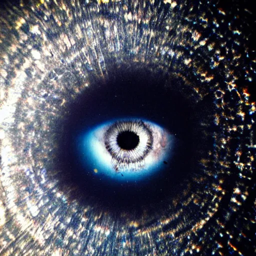 Prompt: Liminal space in outer space, my friend’s beautiful eye macro photography!!!!!