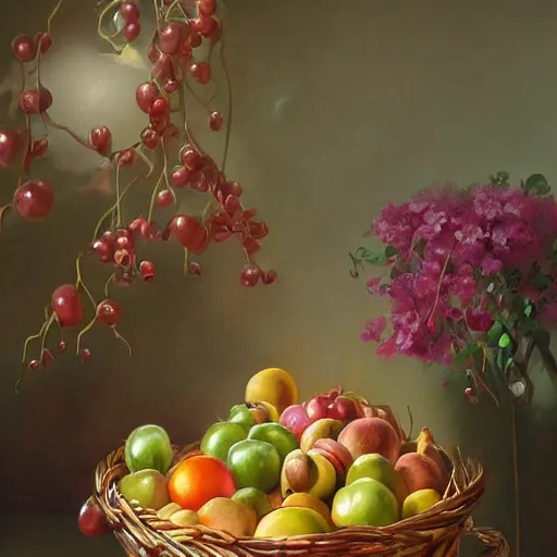 Image similar to photorealistic heaven made of fruit basket, detailed, centered, digital painting, artstation, concept art, donato giancola, joseph christian leyendecker, wlop, boris vallejo, breathtaking, 8 k resolution, extremely detailed, beautiful, establishing shot, artistic, hyperrealistic, beautiful face, octane render, cinematic lighting, dramatic lighting, masterpiece