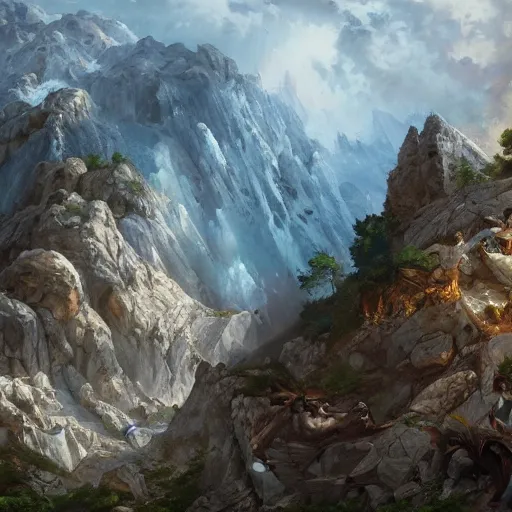 Prompt: mount olympus destroyed and abandoned, oil painting, ultradetailed, artstation, ultradetailed, digital painting, ultradetailed