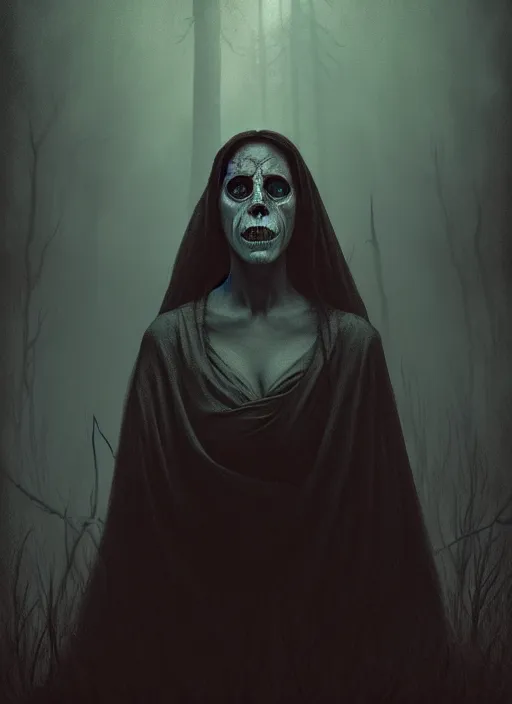 Prompt: portrait of la llorona from the curse of la llorona, desaturated colors, horror lighting, digital art, winning award masterpiece, fantastically eerie, illustration, upscale with simon stalenhag work, trending on artstation, art by wlop and alex ross