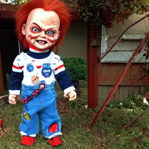 Image similar to Chucky the killer doll on sale at a garage sale vintage creepy