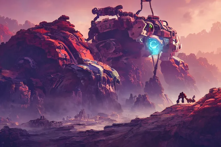 Image similar to rockbreaker machine mecanical creature robot of horizon forbidden west horizon zero dawn bioluminiscence global illumination ray tracing hdr fanart arstation by ian pesty and alena aenami artworks in 4 k