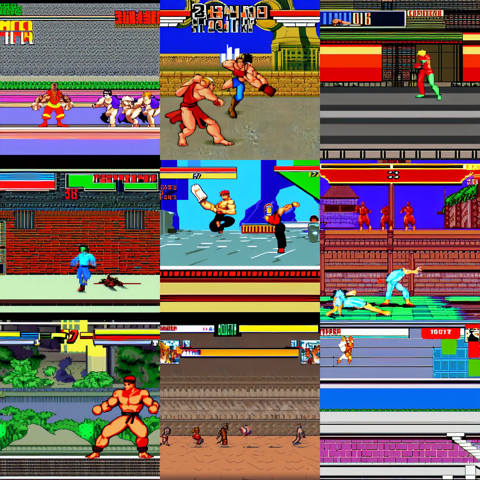 Prompt: segmentation map street fighter 2 screenshot. png