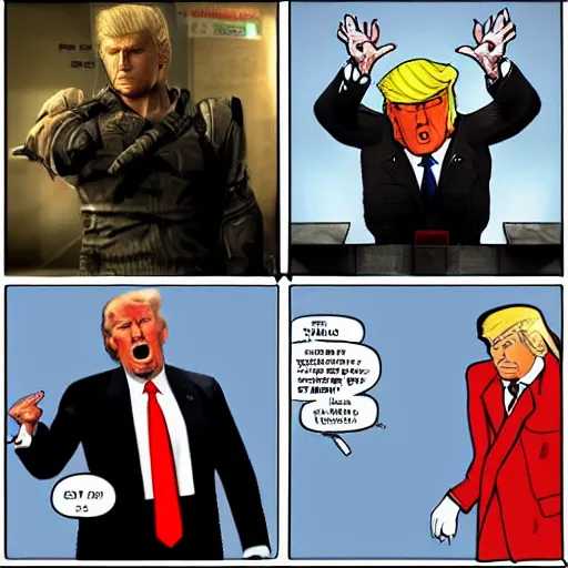 Prompt: Donald trump in metal gear solid 2