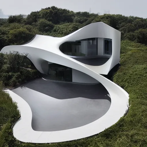 Image similar to house designed by zaha hadid