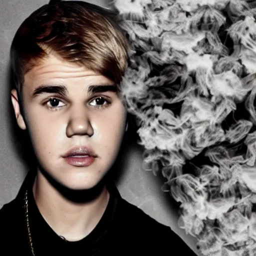 Image similar to justin bieber made out of smoke