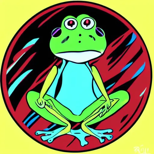 Image similar to an alien frog, cartoon illustration, vector art, hitofude ryuu, by tomie depaola