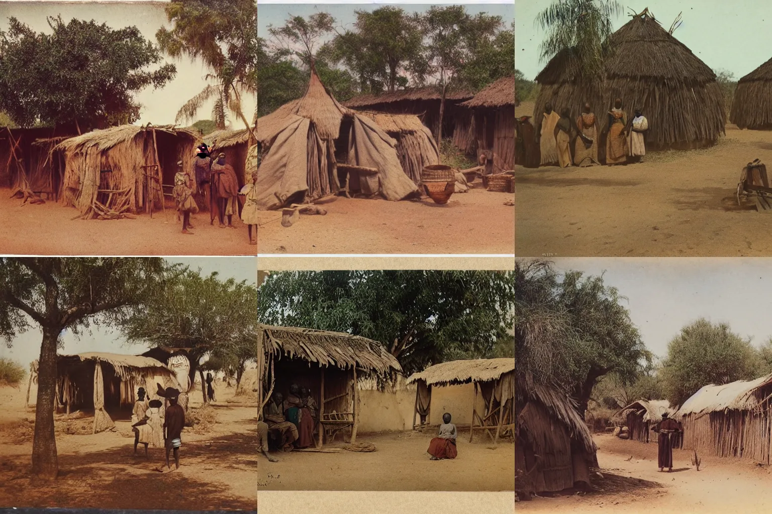 Prompt: high quality photograph of an old west african village, photochrom print, postcard, 1 8 9 0.