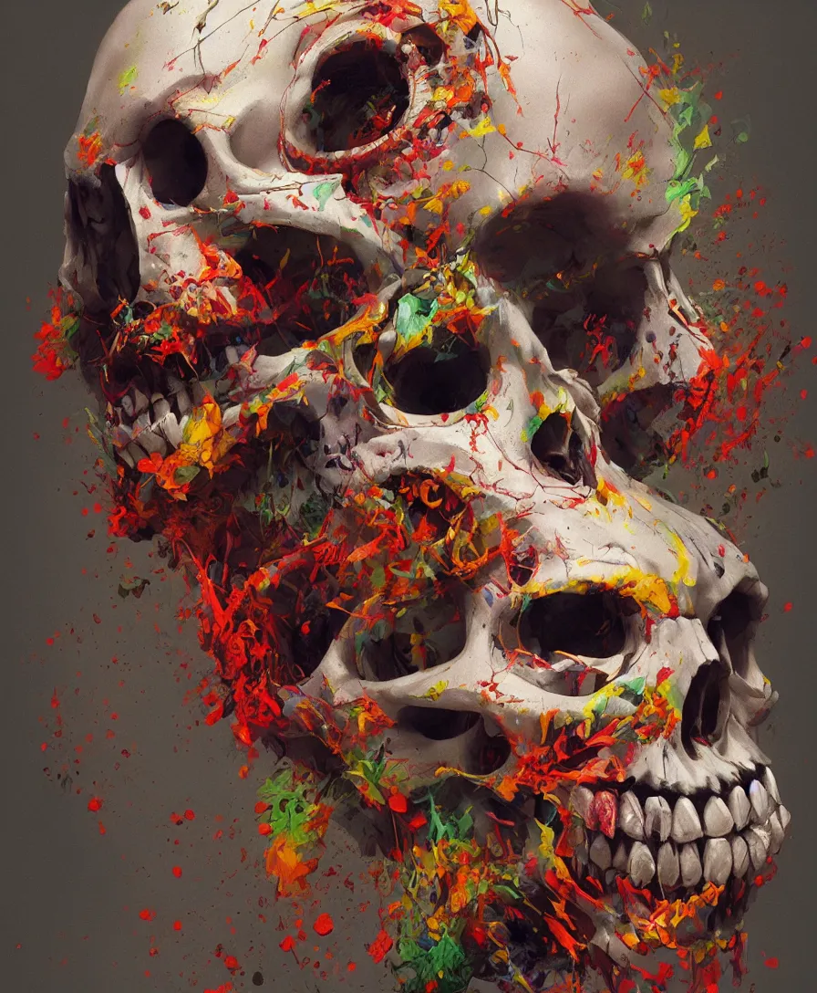 Prompt: Hyperrealistic colorful skull clown, intricate, elegant, highly detailed, digital painting, artstation, concept art, sharp focus, illustration, vibrante colors, art by Greg rutkowski
