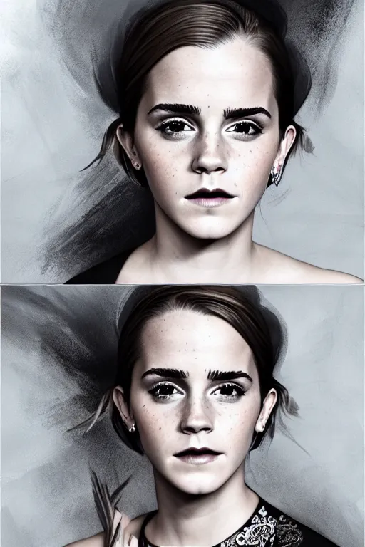 Image similar to a beautiful Emma Watson portrait, with a brilliant, impossible striking big organic matter subsurface scattering material headpiece, clothes entirely made out of organic subsurface scattering material, symmetrical, dramatic studio lighting, rococo, baroque, jewels, asian, hyperrealism, closeup, D&D, fantasy, intricate, elegant, highly detailed, digital painting, artstation, octane render, 8k, concept art, matte, sharp focus, illustration, art by Artgerm and Greg Rutkowski and Alphonse Mucha