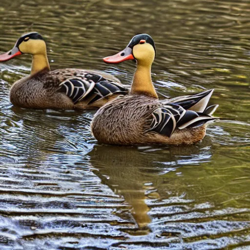 Prompt: ducks spotted in mcdonald's, professional photograph. ISO 300, depth of field