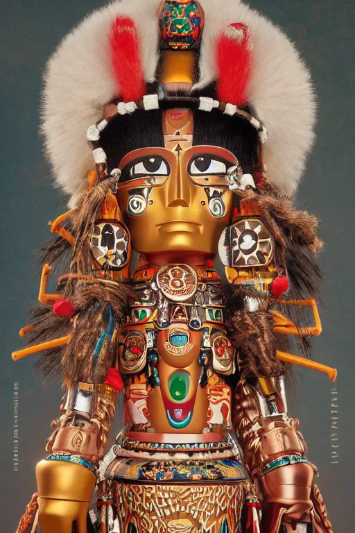 Image similar to portrait of a beautiful a Hopi kachina doll, Warhammer, highly detailed, artstation, illustration, art by Gustav Klimt and Range Murata and Ilya Kuvshinov and Sakimichan