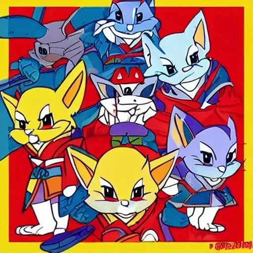 Prompt: samurai pizza cats