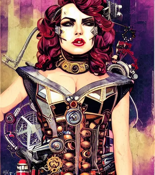 Image similar to portrait of a steampunk queen, by dc comics and sandra chevrier