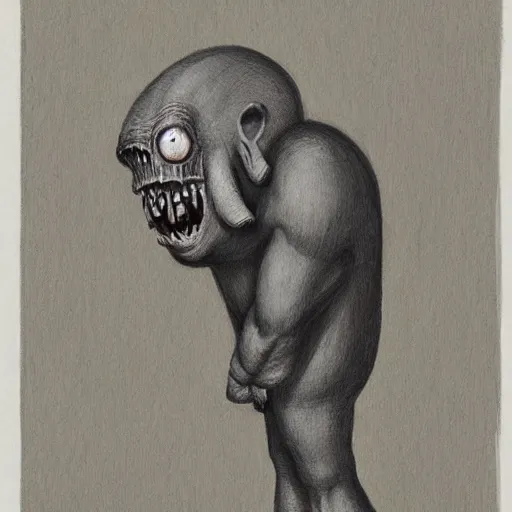 Prompt: a terrifying monster painted by John Kenn Mortensen