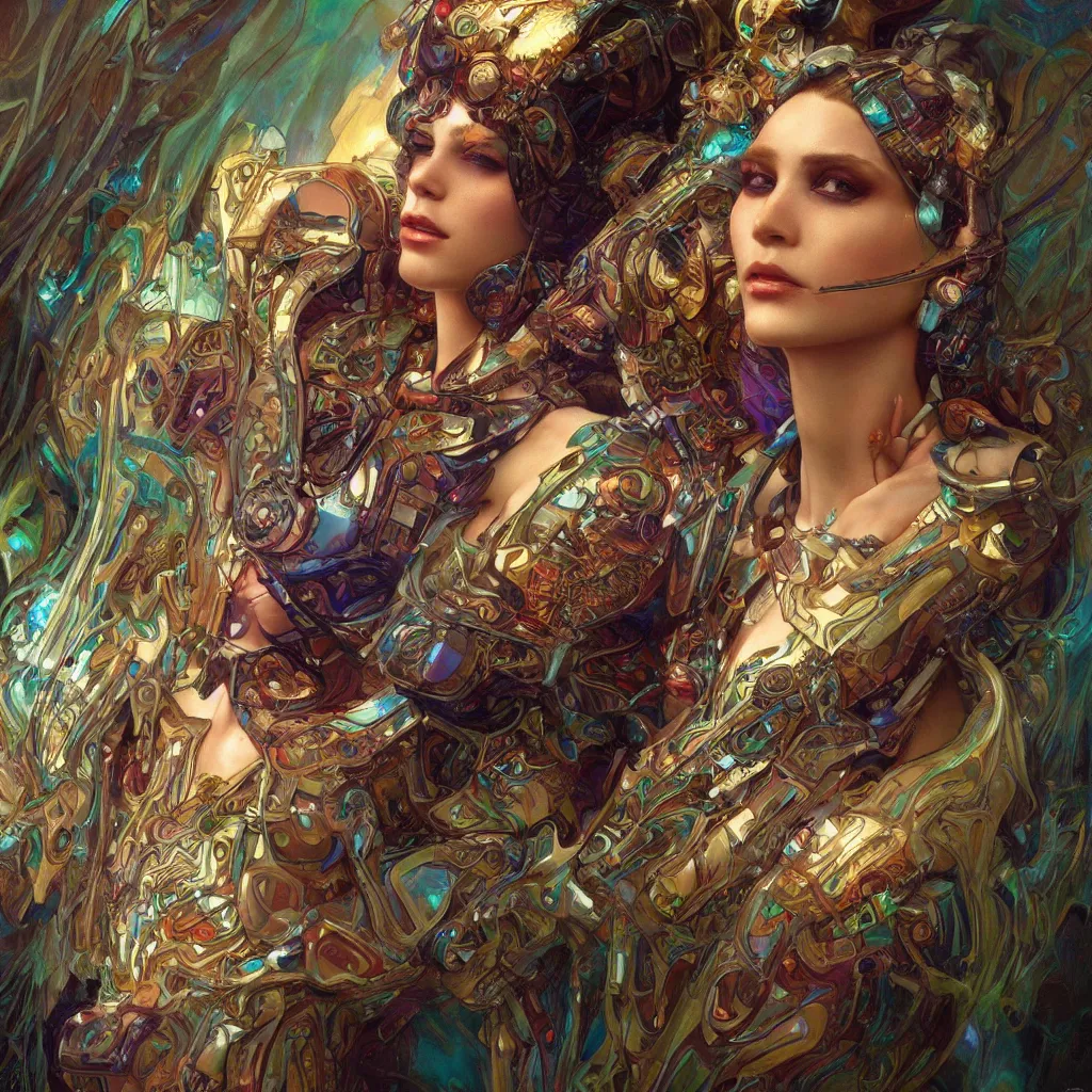 Image similar to extremely psychedelic cyborg queen of lsd. intricate, elegant, highly detailed, extremely lifelike photorealistic digital painting, artstation. steichen, gaston bussiere, tom bagshaw, cyberpunk alphonse mucha