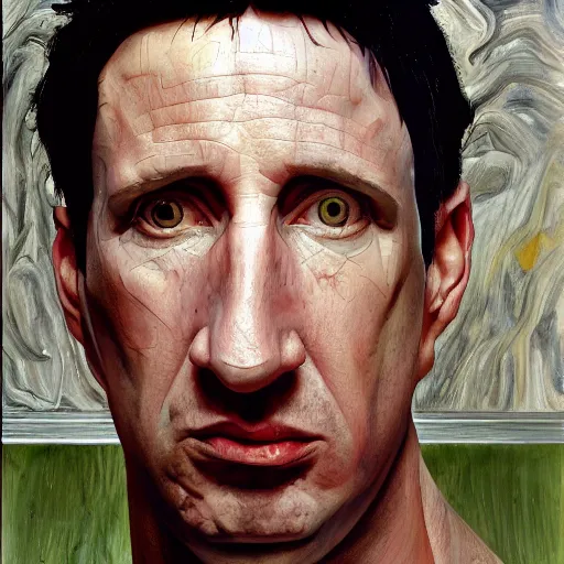 Image similar to high quality high detail painting by lucian freud, hd, atiicus ross and trent reznor