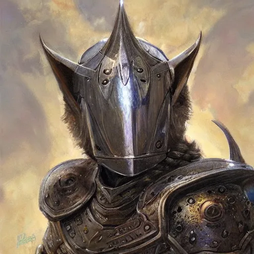 Prompt: Knight with the head of a cat, fantasy D&D character, portrait art by Donato Giancola and James Gurney, digital art, trending on artstation