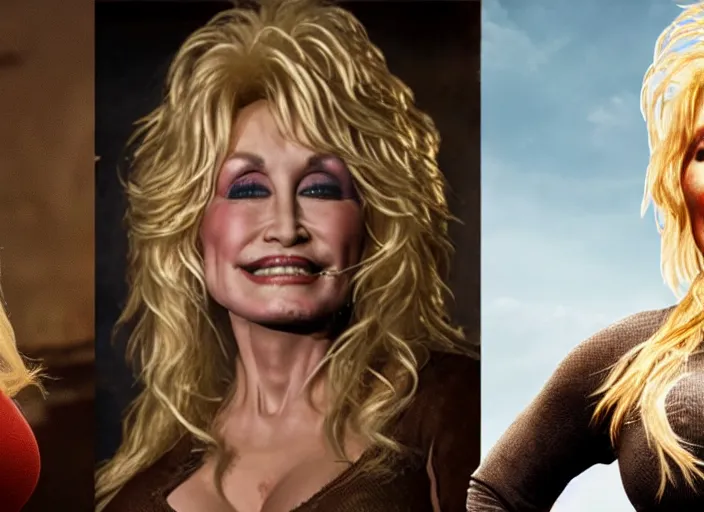 Image similar to film still of!!!! dolly parton!!! as lara croft in new tomb raider movie, 8 k