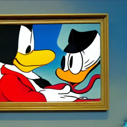 Image similar to donald duck painted by magritte