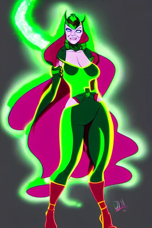 Prompt: toxic terri, a supervillainess with mutagenic powers, glowing energy effects, full color digital illustration in the style of don bluth, artgerm, artstation trending, 5 k