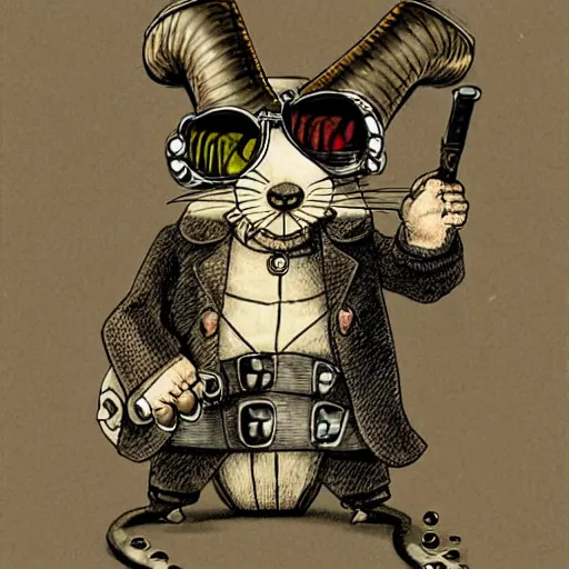 Image similar to a rat with steampunk googles, by Eiichiro Oda