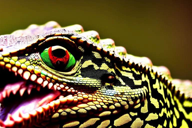 Image similar to angry lizard looks into the lens, professional shooting, nation geographic style, many details, high quality, 8 k