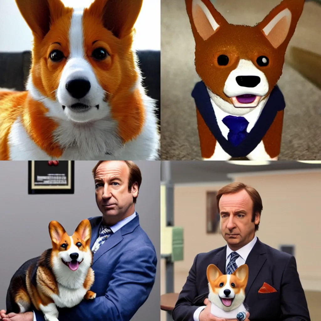 Prompt: Saul Goodman as a corgi