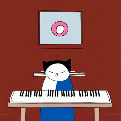 Image similar to cute cartoon cat playing the piano by jean jullien