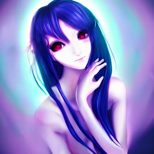 Prompt: portrait of a cute beautiful evanescence, anime digital art, sensual lighting