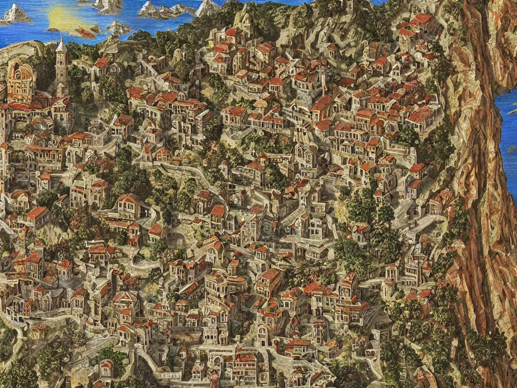 Prompt: cyberspace mount athos monastery, extremely detailed