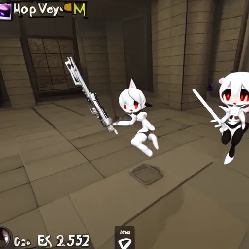 Image similar to a typical hoppou raid in vrchat, screenshot unity 3 d, vrchat