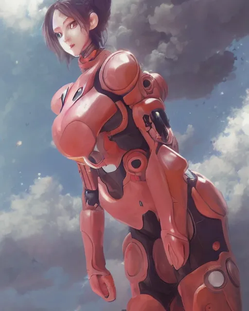 Image similar to Hyper realistic painting of a beautiful girl in an EVA plugsuit, hyper detailed, anime, by greg rutkowski, trending on artstation