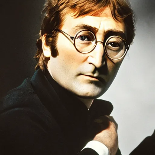 Prompt: john lennon as james bond, studio photograph, dramatic llghting