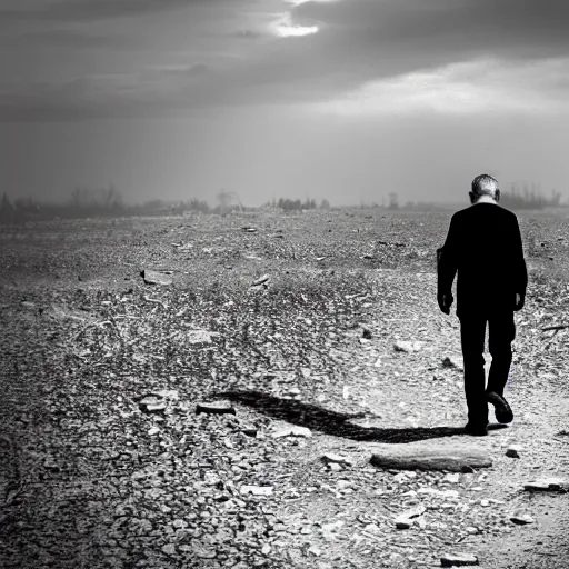 Image similar to walking away from the mess of war