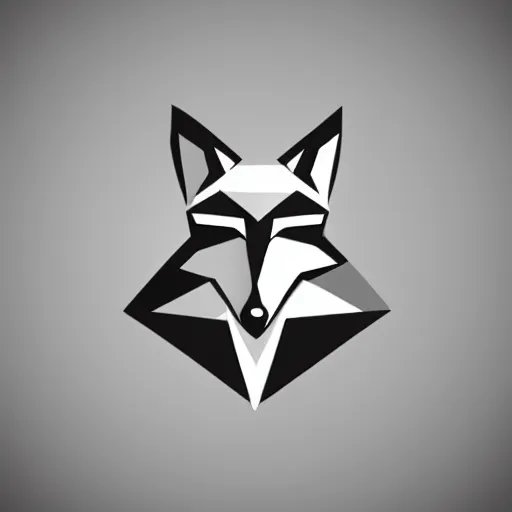 Prompt: fox face, Modern minimalist triangular vector logo design, monochrome