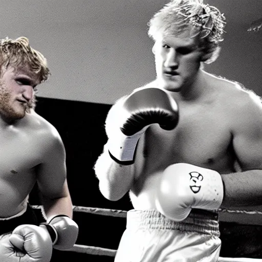 Prompt: Logan Paul and Shrek in a boxing match.