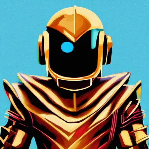 Prompt: shovel knight as daft punk, realist, digital art