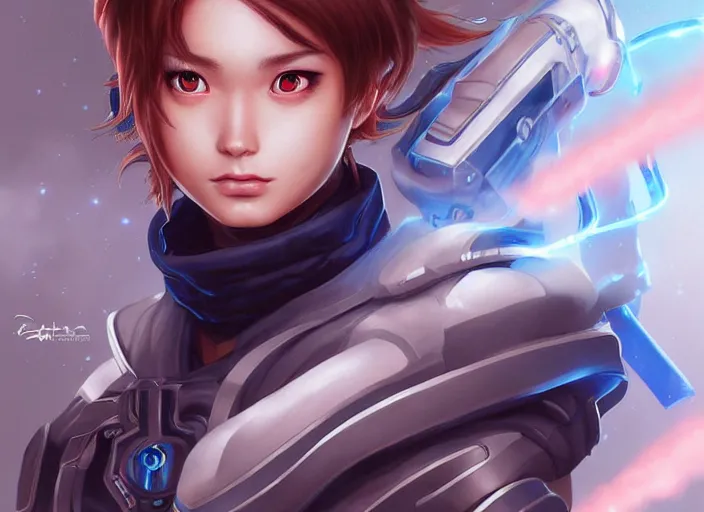 Image similar to fine details portrait of A sorcerer wielding a futuristic blast cannon, bust shot, concept art masterpiece by artgerm. 8k, sharp high quality in style of Shintaro Kago,