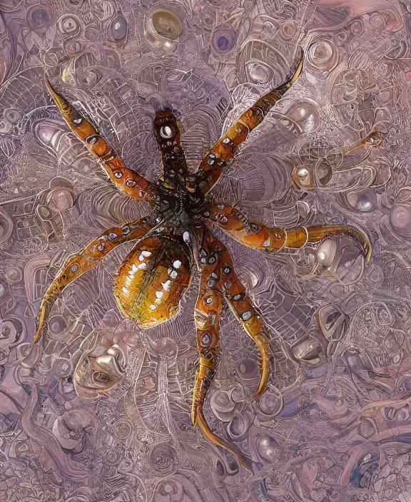 Image similar to intricate ornate opulent transparent clear see - through portrait of a playful beautiful starfish mollusk beetle, fractal, adorable, childlike, overgrown biopunk jungle environment, ultra realistic, concept art, art nouveau, photorealistic, octane render, 8 k, unreal engine. art by christopher marley and artgerm and greg rutkowski and alphonse mucha