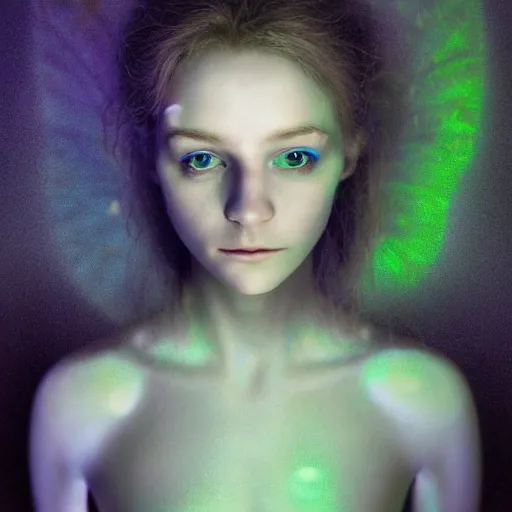 Image similar to hyper detailed, ultra sharp focus photo photo of a a glowing female faery, natural lighting, bioluminescent mushrooms by gottfried helnwein, style of brian froud, epic, fantasy, masterpiece, 8 k, dslr, 8 5 mm f / 1. 8