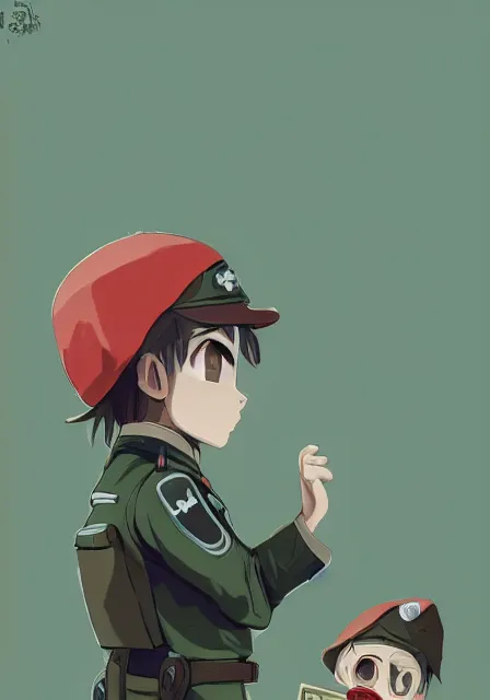 Prompt: beautiful little boy in nazi uniform doing nazi salute. red, green, blue and gray pallet color. made in abyss art style, inspired by kris from deltarrune, cute detailed artwork, anatomically correct, soft details, ilya kuvshinov, reflection, perfect composition, mobile wallpaper, illumination, digital art, detailed anime soft face