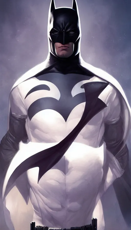 Image similar to characters portrait of MoonKnight mixed with Batman by ArtGerm and Tom Bagshaw, merged character, Full Body, full-shot, 4k, highly detailed, cinematic lighting